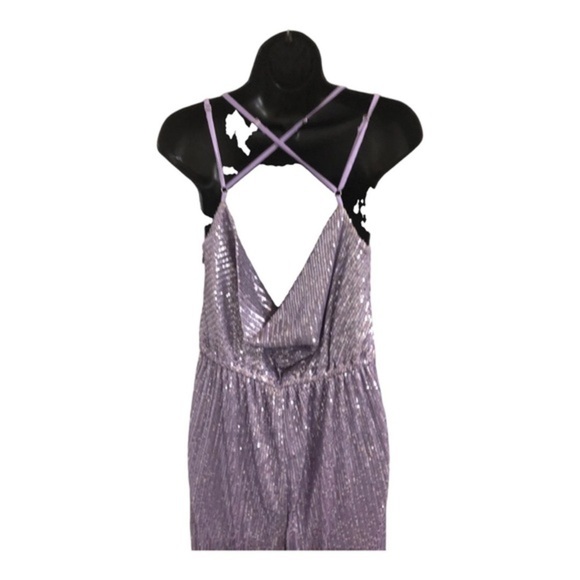 Anthropologie x Ranna Gill lavender sequin cowlneck open back jumpsuit size XS - Picture 5 of 12